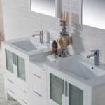 Sydney Modern 72″ Double Bathroom Vanity Set with Mirrors Glossy White