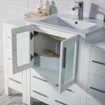 Sydney Modern 84″ Bathroom Vanity Set with Double Side Cabinets Glossy White