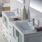 Sydney Modern 84″ Double Bathroom Vanity Set with Mirrors Glossy White