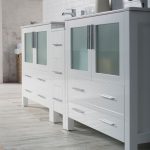 Sydney Modern 84″ Double Bathroom Vanity Set with Mirrors Glossy White