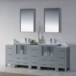 Sydney Modern 84″ Bathroom Vanity Set with Double Side Cabinets Metal Gray