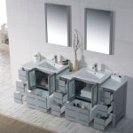 Sydney Modern 84″ Bathroom Vanity Set with Double Side Cabinets Metal Gray