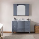 Rome 48″ Charcoal Gray Bathroom Bathroom Vanity Set with White Carrara Marble, Mirror and Wall Cabinets