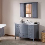 Rome 48″ Charcoal Gray Bathroom Bathroom Vanity Set with White Carrara Marble, Mirror and Wall Cabinets
