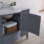 Rome 48″ Charcoal Gray Bathroom Bathroom Vanity Set with White Carrara Marble, Mirror and Wall Cabinets