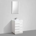 Barcelona Modern 24″ Bathroom Vanity Set in Glossy White with Mirror