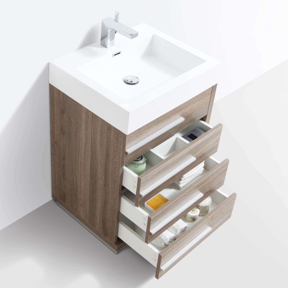 Barcelona Modern 24" Bathroom Vanity Set in Cart Oak with Mirror