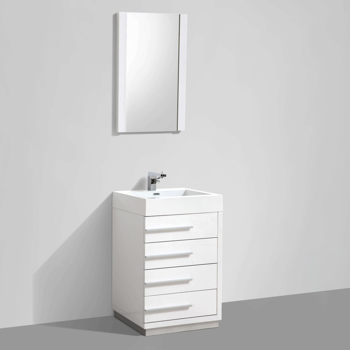Barcelona Modern 30" Bathroom Vanity Set in Glossy White with Mirror