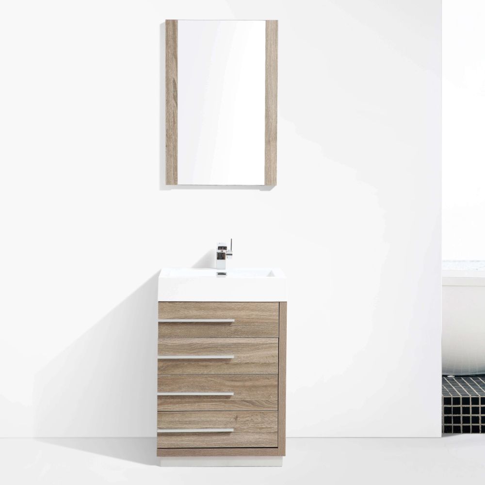 Barcelona Modern 30" Bathroom Vanity Set in Cart Oak with Mirror Barcelona Modern 30" Bathroom Vanity Set in Cart Oak with Mirror