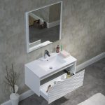 Paris 36 inch Glossy White Wall Mount Bathroom Vanity Set