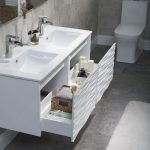 Paris 48 inch Glossy White Wall Mount Double Bathroom Vanity Set