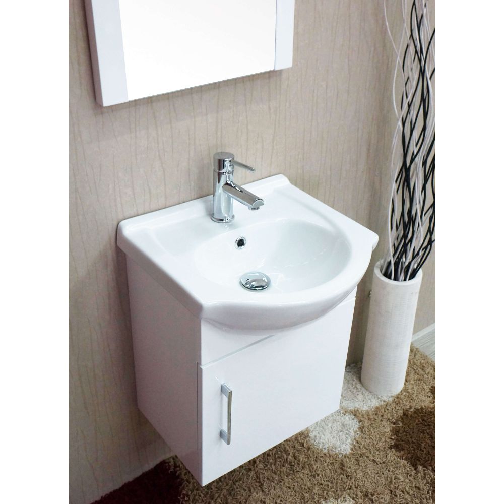 Naples 18" Glossy White Bathroom Vanity Set with Mirror