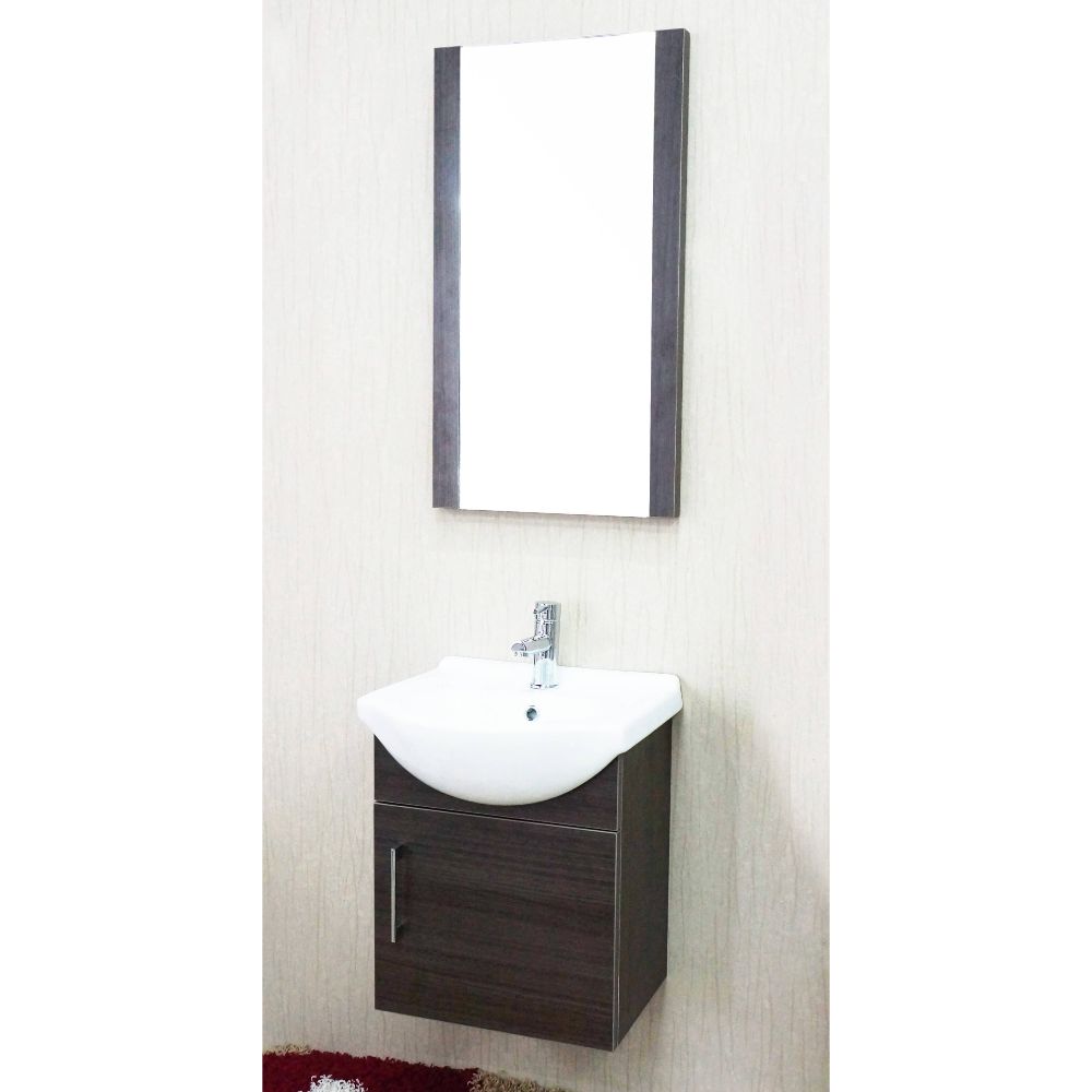 Naples 18" Gray Oak Bathroom Vanity Set with Mirror