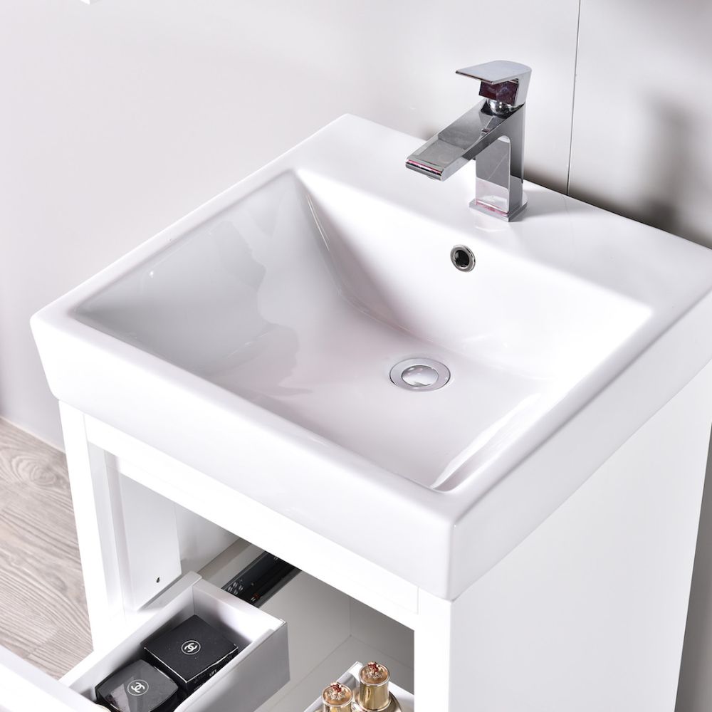 Milan Modern 20" Glossy White Bathroom Vanity Set with Mirror