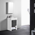 Milan Modern 20″ Glossy White & Silver Grey Bathroom Vanity Set with Mirror