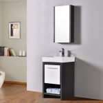 Milan Modern 20″ Silver Grey & Glossy White Bathroom Vanity Set with Mirror
