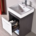 Milan Modern 20″ Silver Grey & Glossy White Bathroom Vanity Set with Mirror