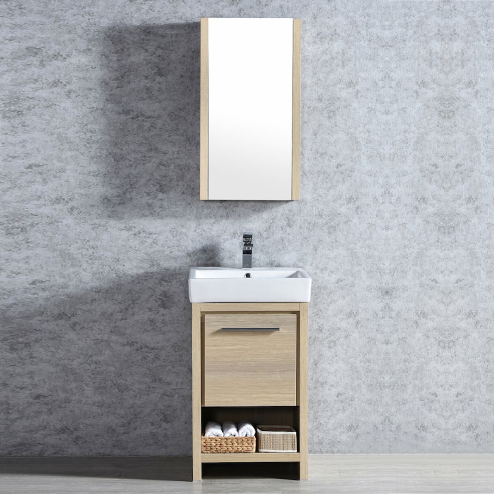 Milan Modern 20" Briccole Oak Bathroom Vanity Set with Mirror Milan Modern 20" Briccole Oak Bathroom Vanity Set with Mirror