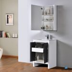 Milan Modern 24″ Glossy White & Silver Grey Bathroom Vanity Set with Mirror