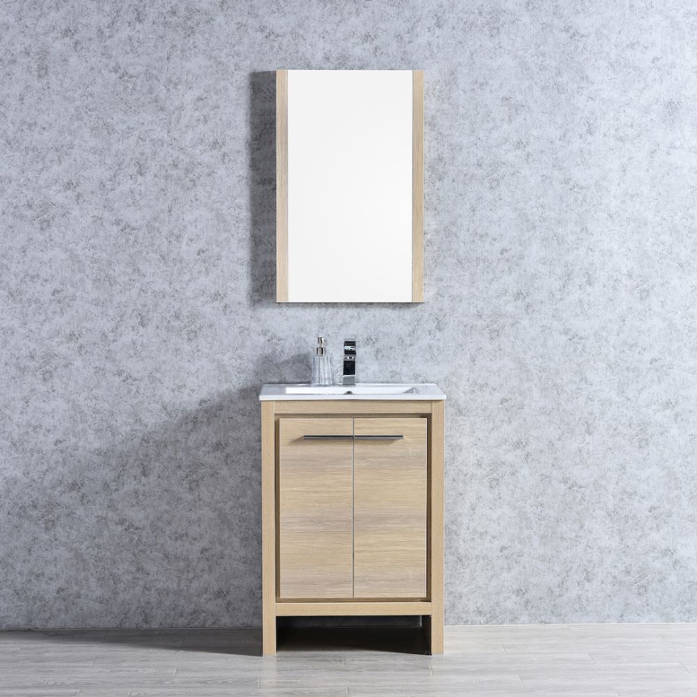 Milan Modern 24" Briccole Oak Bathroom Vanity Set with Mirror Milan Modern 24" Briccole Oak Bathroom Vanity Set with Mirror