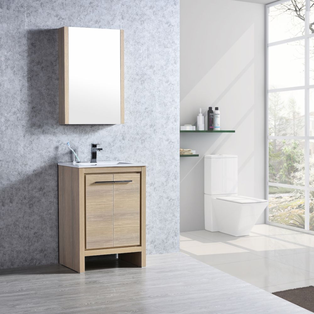 Milan Modern 30" Briccole Oak Bathroom Vanity Set with Medicine Cabinet