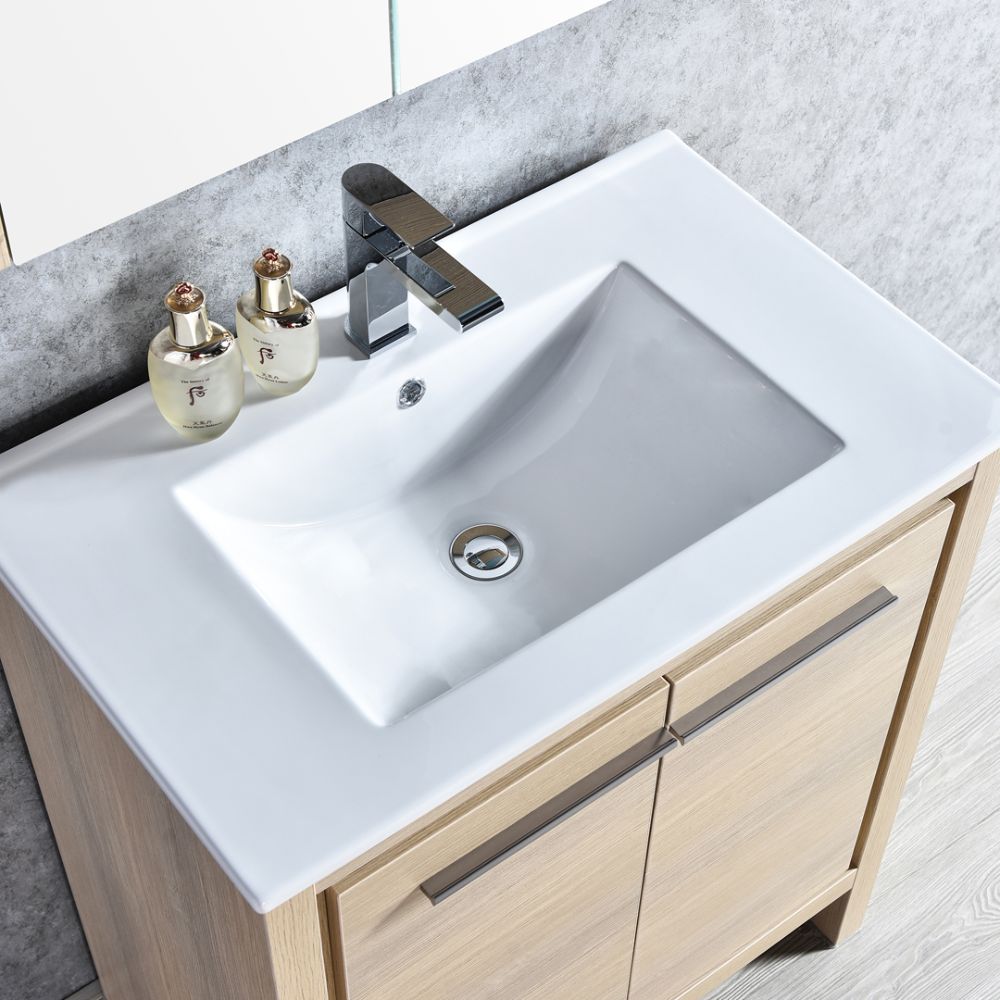 Milan Modern 30" Briccole Oak Bathroom Vanity Set with Mirror