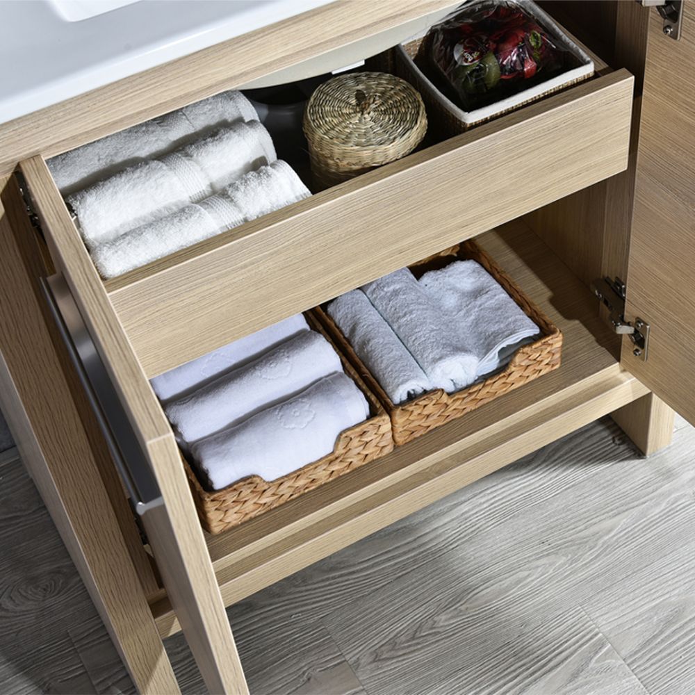 Milan Modern 30" Briccole Oak Bathroom Vanity Set with Mirror