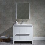 Milan Modern 36″ Glossy White Bathroom Vanity Set with Mirror