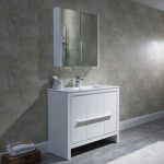 Milan Modern 36" Glossy White Bathroom Vanity Set with Mirror