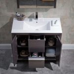 Milan Modern 36″ Silver Grey Bathroom Vanity Set with Mirror