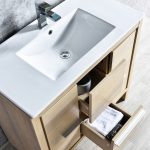 Milan Modern 36″ Briccole Oak Bathroom Vanity Set with Mirror