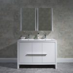 Milan Modern 48″ Glossy White Double Bathroom Vanity Set with Mirror