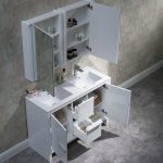 Milan Modern 48″ Glossy White Double Bathroom Vanity Set with Mirror