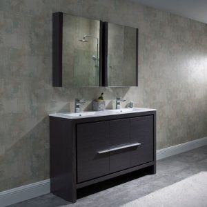 Milan Modern 48" Silver Grey Double Bathroom Vanity Set with Mirror