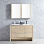 Milan Modern 48″ Briccole Oak Double Bathroom Vanity Set with Mirror