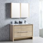 Milan Modern 48″ Briccole Oak Double Bathroom Vanity Set with Mirror