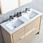 Milan Modern 48″ Briccole Oak Double Bathroom Vanity Set with Mirror