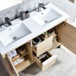 Milan Modern 48″ Briccole Oak Double Bathroom Vanity Set with Mirror