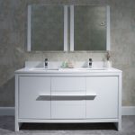 Milan Modern 60″ Glossy White Double Bathroom Vanity Set with Mirrors