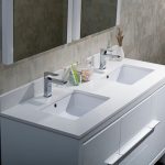 Milan Modern 60″ Glossy White Double Bathroom Vanity Set with Mirrors