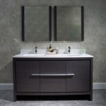 Milan Modern 60″ Silver Grey Double Bathroom Vanity Set with Mirrors