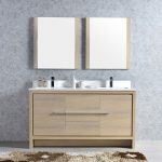 Milan Modern 60″ Briccole Oak Double Bathroom Vanity Set with Mirrors