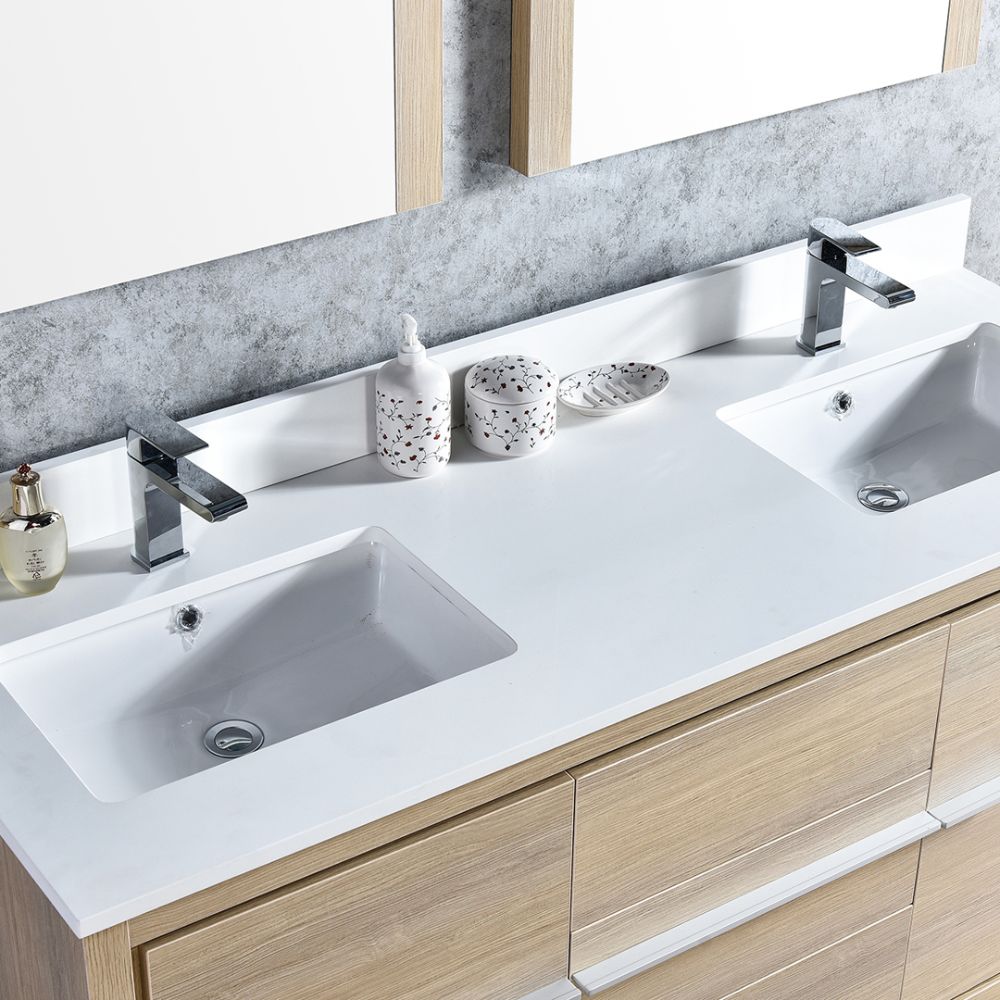 Milan Modern 60" Briccole Oak Double Bathroom Vanity Set with Mirrors