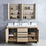 Milan Modern 60″ Briccole Oak Double Bathroom Vanity Set with Mirrors