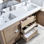 Milan Modern 60″ Briccole Oak Double Bathroom Vanity Set with Mirrors