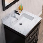 Bordeaux 24″ Espresso Bathroom Vanity Set with Mirror and White Carrara Marble Countertop