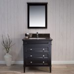 Bordeaux 30″ Espresso Bathroom Vanity Set with Mirror and Mocha Woodland Quartz Countertop
