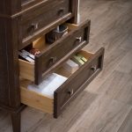 Bordeaux 30″ Black Red Oak Bathroom Vanity Set with Mirror and Mocha Woodland Quartz Countertop