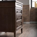 Bordeaux 30″ Black Red Oak Bathroom Vanity Set with Mirror and Mocha Woodland Quartz Countertop