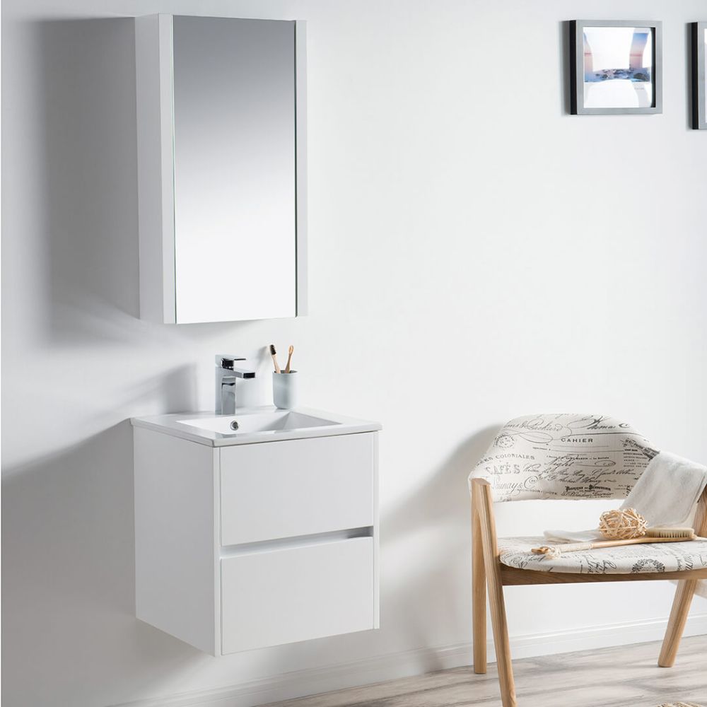 Valencia Modern 20" Bathroom Vanity Set with Medicine Cabinet Glossy White